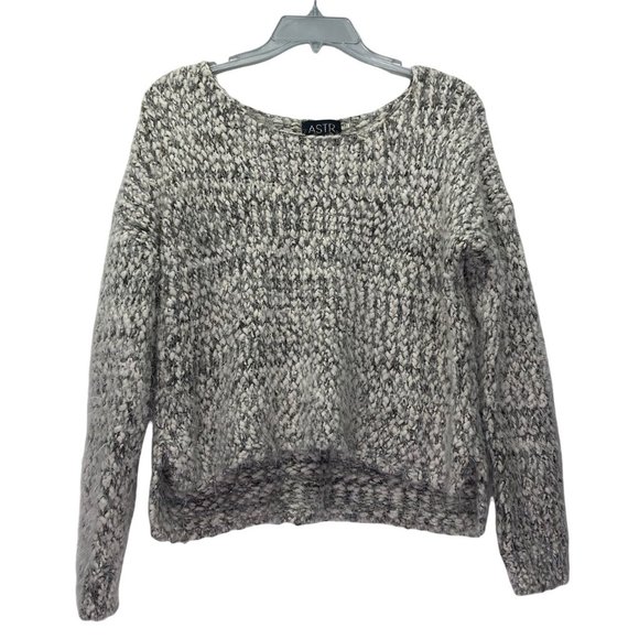 ASTR SWEATER ROUND NECK CROP TOP WOMEN GRAY SIZE XS - Picture 3 of 13